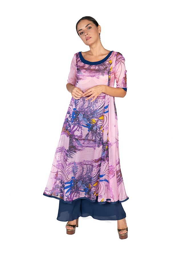 Sana'a Kayum Printed Chiffon Flared Kurta Multicolour  - Image 1
