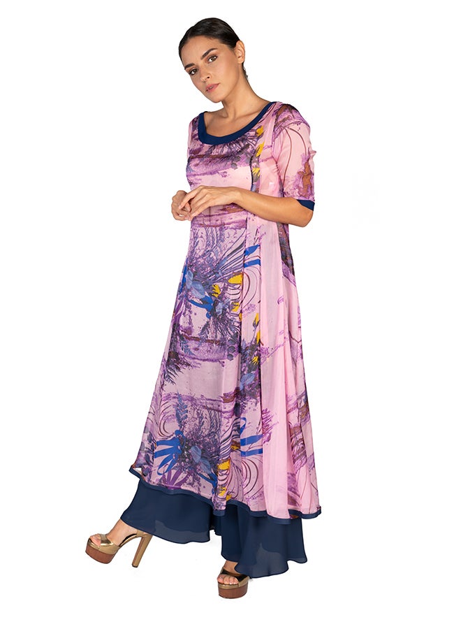 Sana'a Kayum Printed Chiffon Flared Kurta Multicolour  - Image 2