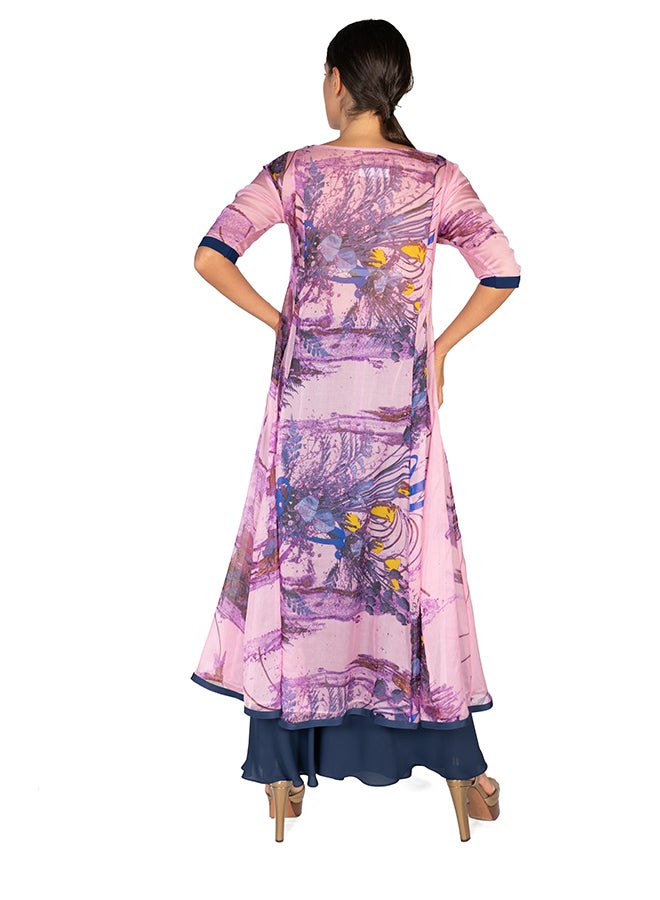 Sana'a Kayum Printed Chiffon Flared Kurta Multicolour  - Image 3