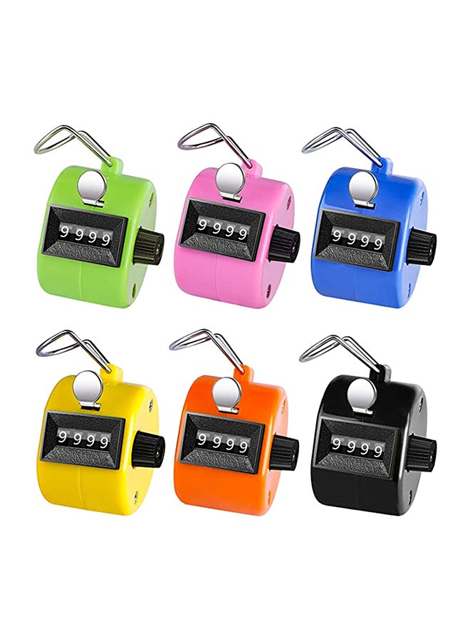 6-Piece 4-Digit Hand Tally Counter Multicolour - Image 1