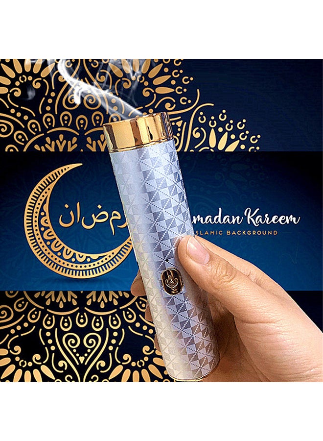 Portable Bakhoor Incense Burner With USB Charging Silver 6x4.5x15cm - Image 3