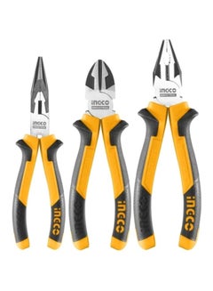 INGCO 3-Piece Heavy Leverage Pliers Set Silver/Yellow/Black  - Image 1