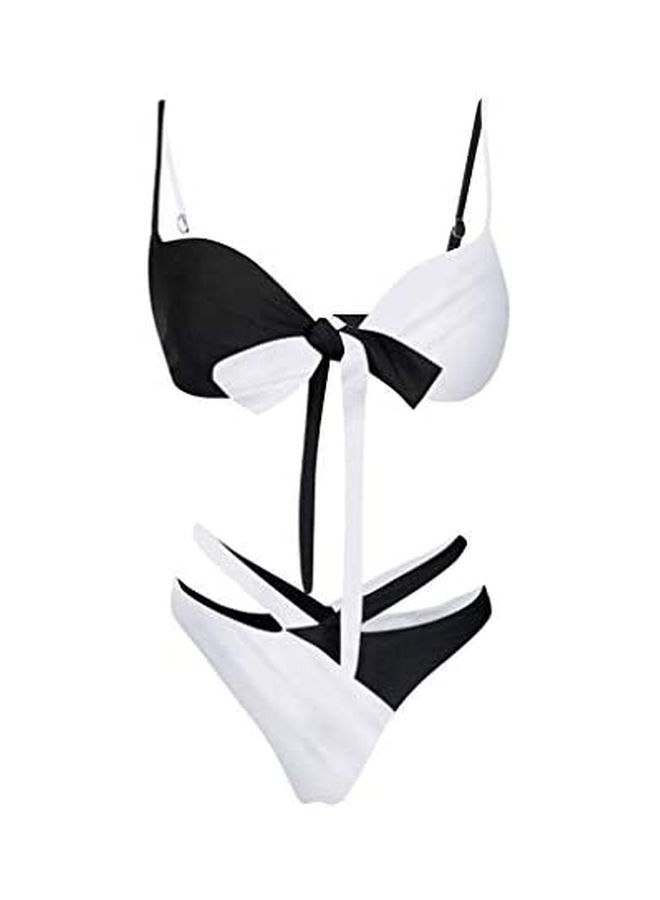 2-Piece Push-Up Bikini Set White/Black - Image 1