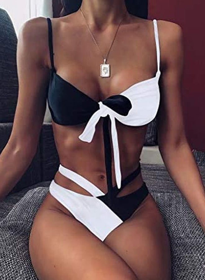 2-Piece Push-Up Bikini Set White/Black - Image 2
