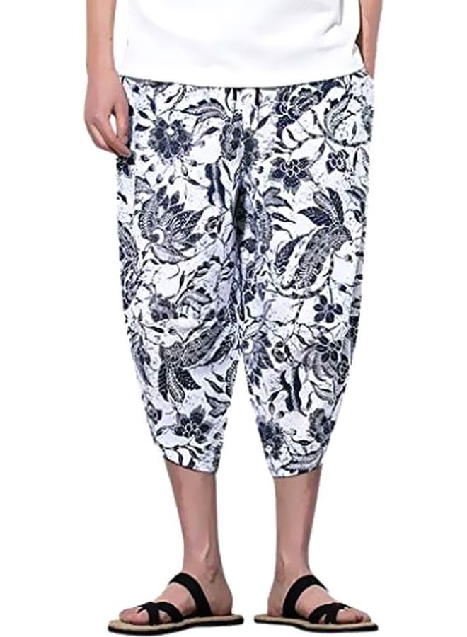 12 Pack Floral Printed Drawstring Pants Black/White  - Image 1