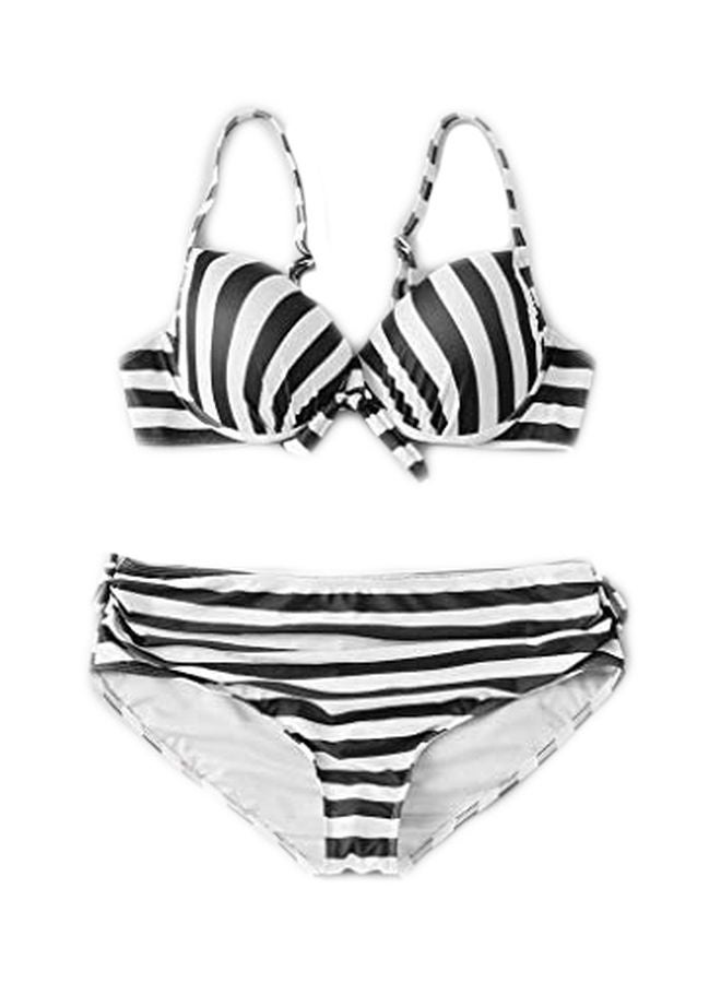 10 Pack Stripe Pattern Bikini Top And Bottom Black/White - Image 1