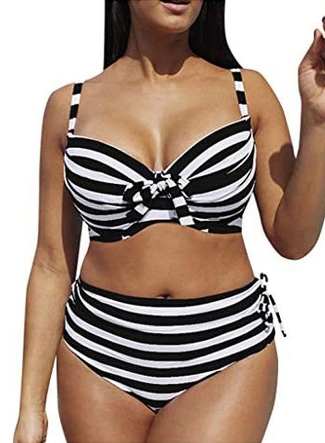 10 Pack Stripe Pattern Bikini Top And Bottom Black/White - Image 2