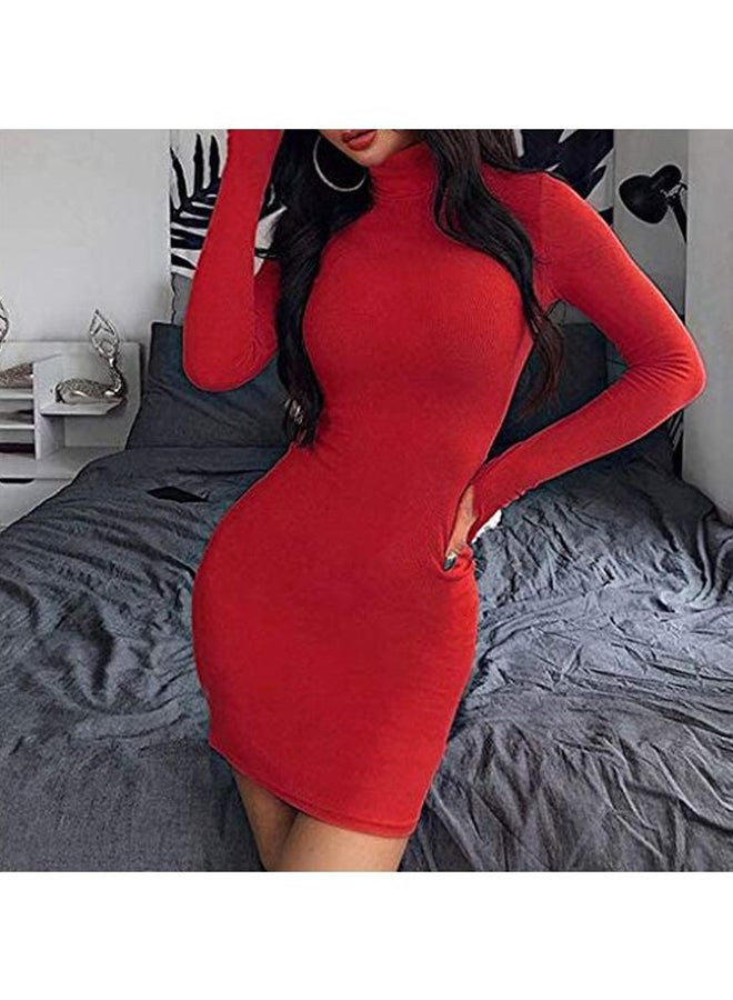 Pack of 10 Long Sleeve Solid Mini Dress Red  - Image 2