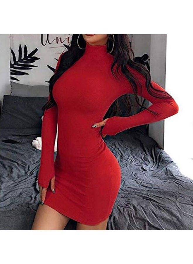 Pack of 10 Long Sleeve Solid Mini Dress Red  - Image 3