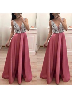 Generic Sequin Patchwork Detailed Gown Dress Pink/Silver  - Image 2