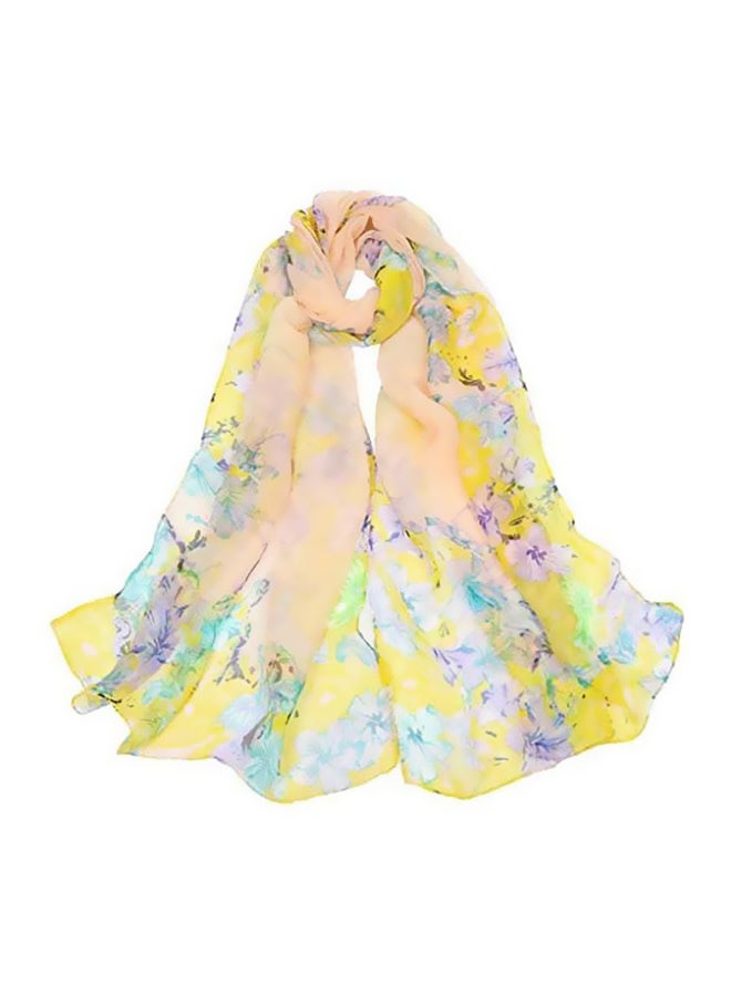 وشاح بطبعة الزهور أصفر/ بيج/ بنفسجي - Image 1