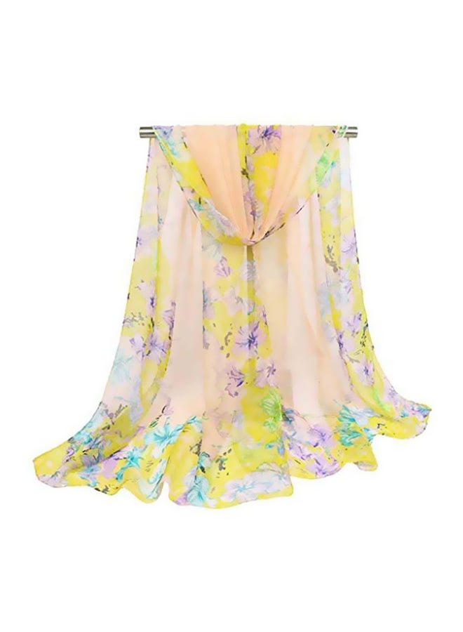 وشاح بطبعة الزهور أصفر/ بيج/ بنفسجي - Image 2