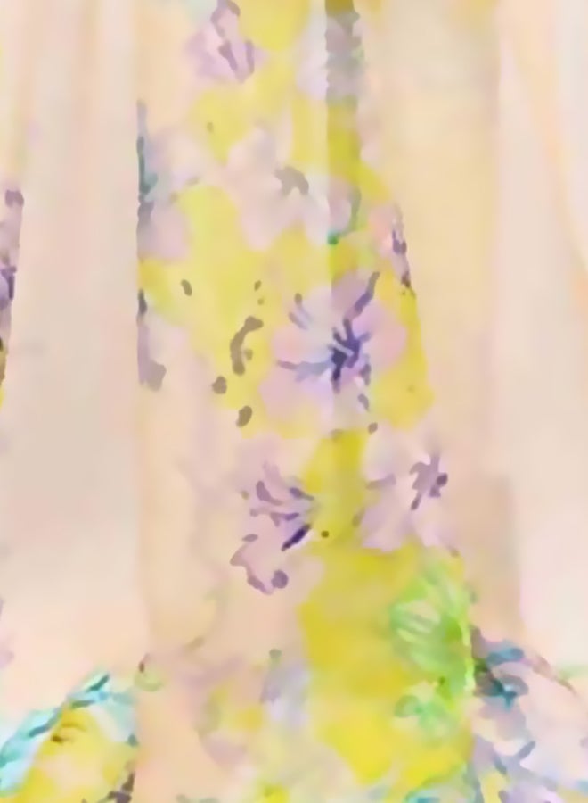 وشاح بطبعة الزهور أصفر/ بيج/ بنفسجي - Image 3