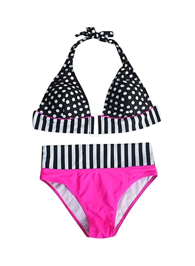 2 Pack Polka Dot Printed Bikini Set Black/White/Red - Image 1