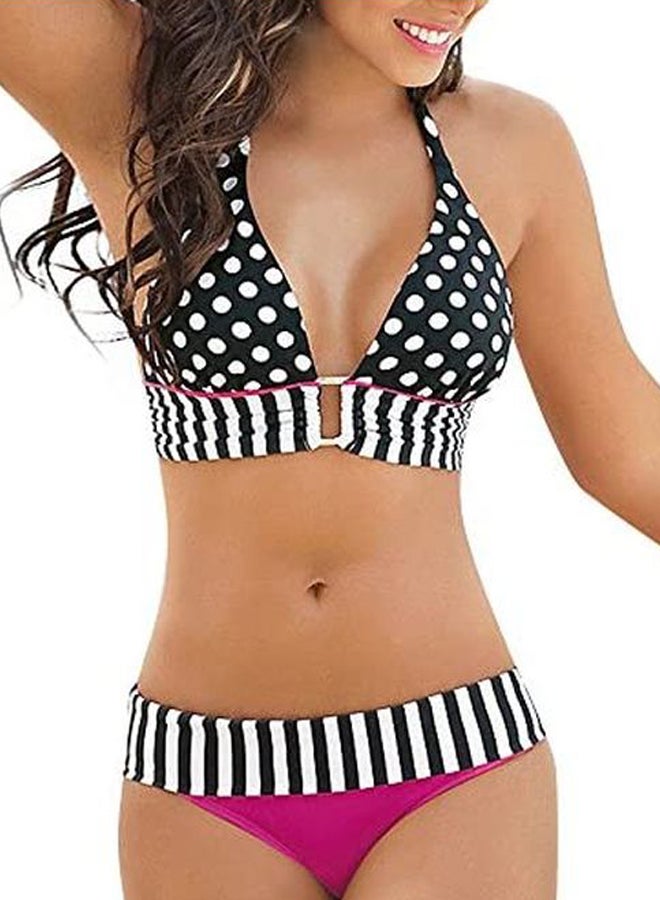 2 Pack Polka Dot Printed Bikini Set Black/White/Red - Image 2