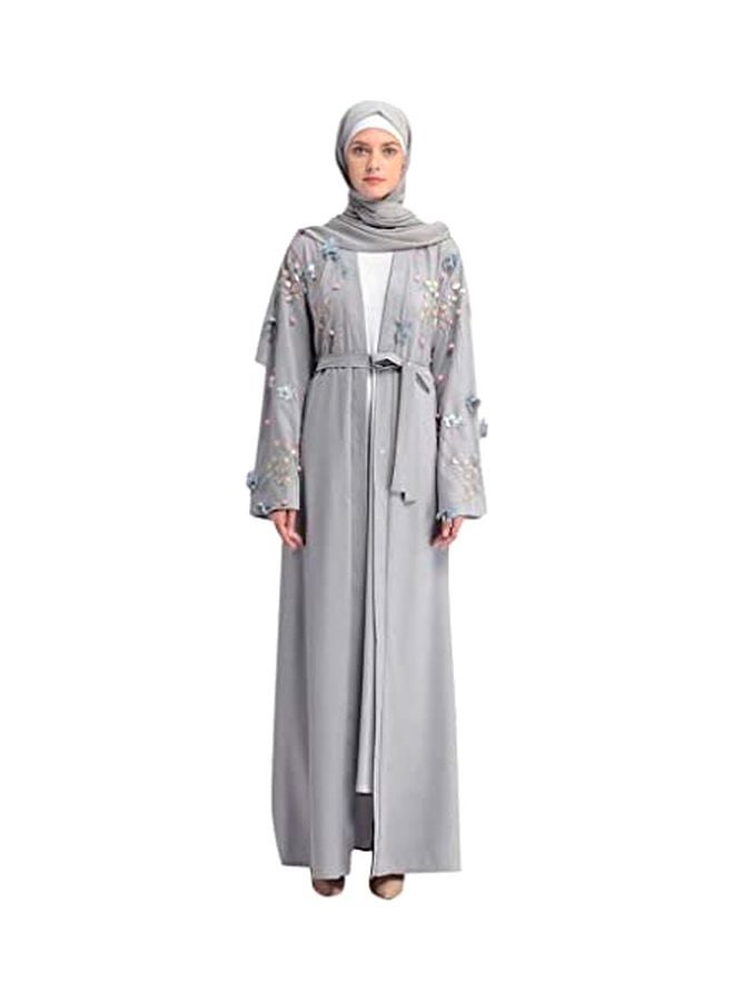 ماركة غير محددة - طقم عبايات مطرزة مكون من 10 قطع رمادي - Image 1