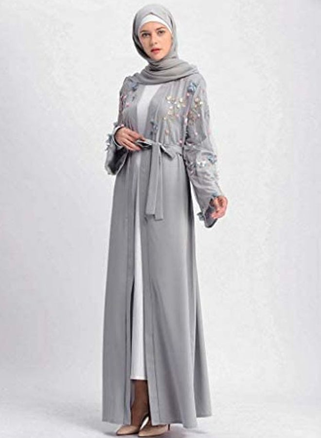 ماركة غير محددة - طقم عبايات مطرزة مكون من 10 قطع رمادي - Image 1