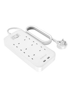 dodocool Smart 6 Way Power Strip With USB Charger White  - Image 1