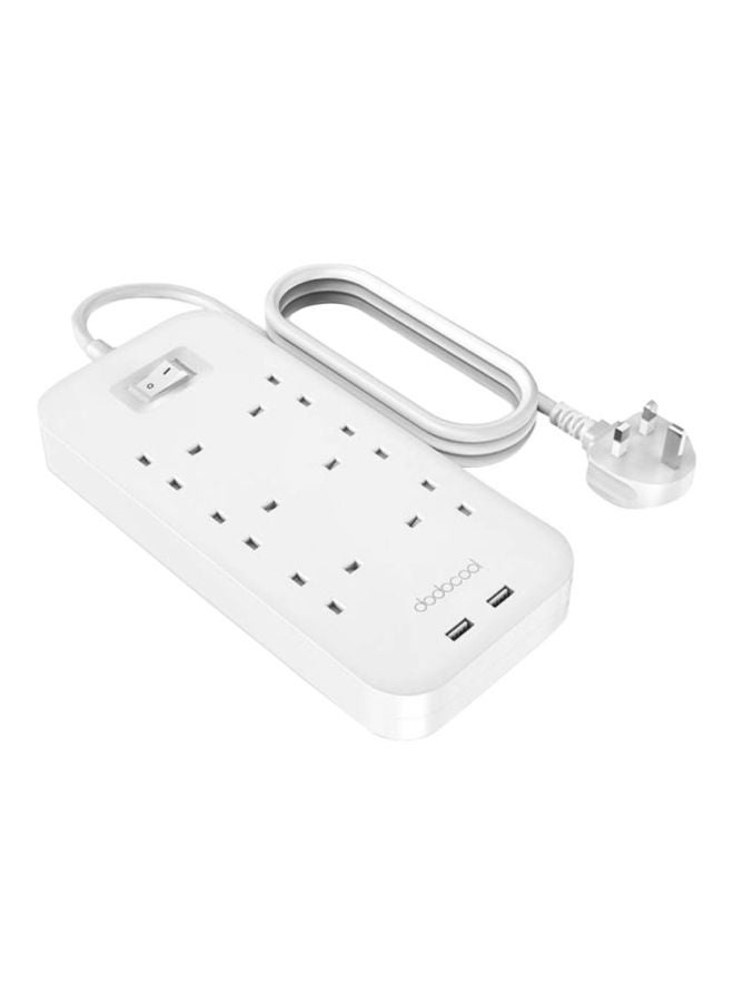 دودوكول موصل تيار ذكي ب6 اتجاهات مع شاحن USB أبيض  - Image 1