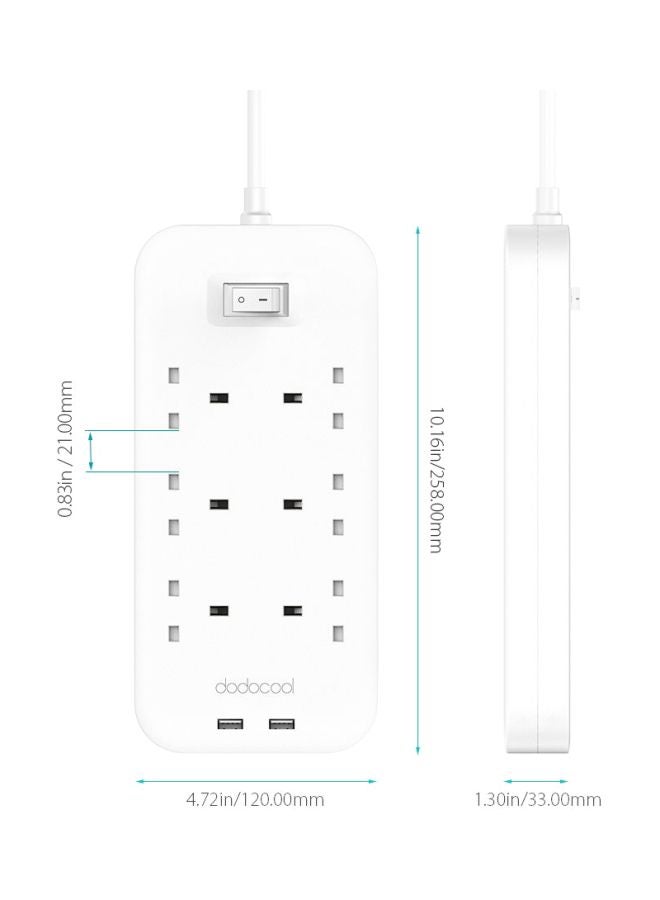 دودوكول موصل تيار ذكي ب6 اتجاهات مع شاحن USB أبيض  - Image 3