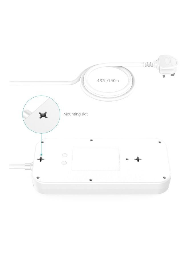 دودوكول موصل تيار ذكي ب6 اتجاهات مع شاحن USB أبيض  - Image 4