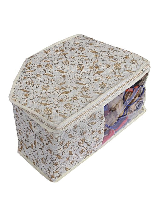 Kuber Industries 3 Piece Metallic Print Non Woven Clothes Storage Bag -Wardrobe Organizer Beige 38x28x18.5cm  - Image 2