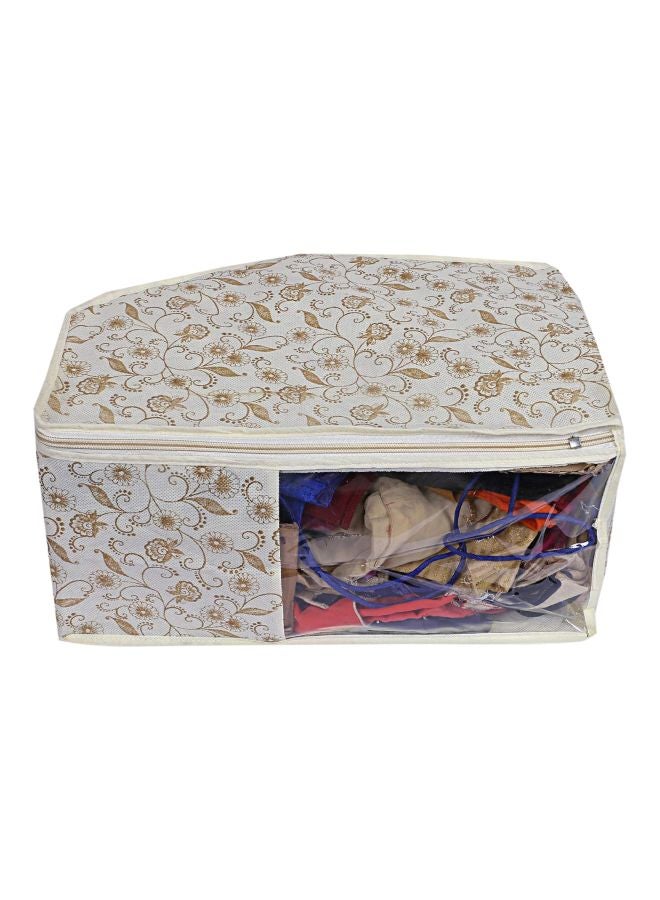 Kuber Industries 3 Piece Metallic Print Non Woven Clothes Storage Bag -Wardrobe Organizer Beige 38x28x18.5cm  - Image 3