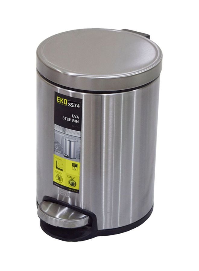 EKO Stainless Steel Step Trash Bin Metallic Silver 5Liters 