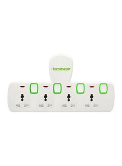Terminator 4-Way Universal Multi Adaptor T-Type Socket White/Green  - Image 1