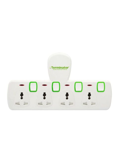 4-Way Universal Multi Adaptor T-Type Socket White/Green