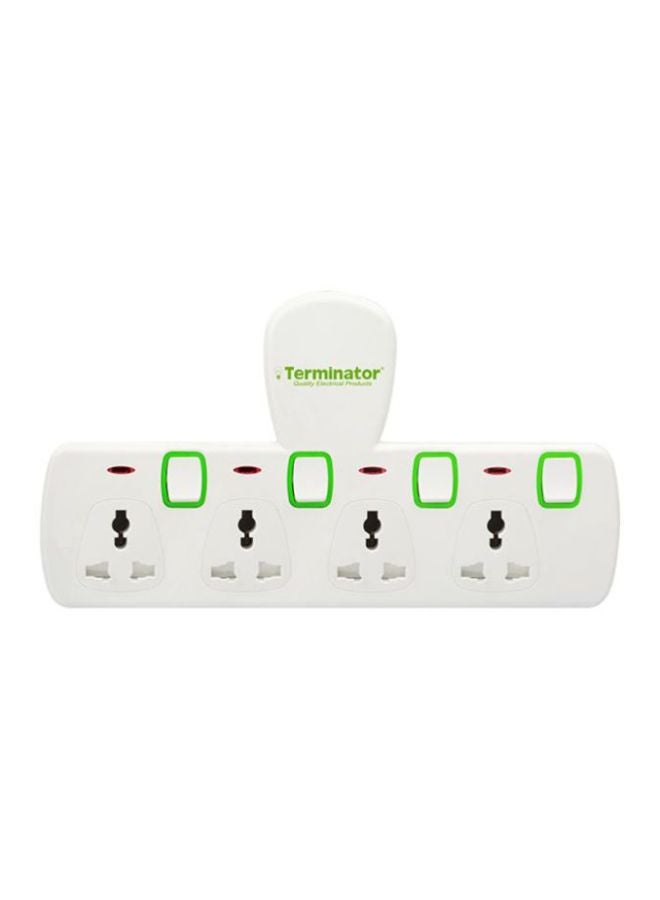 Terminator - 4-Way Universal Multi Adaptor T-Type Socket White/Green - Image 1