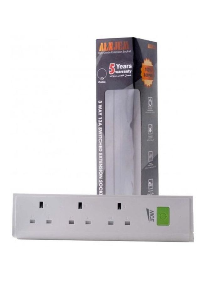 نايس مقبس تمديد بمفتاح يعمل بتيار 13 أمبير ب3 اتجاهات أبيض/أخضر