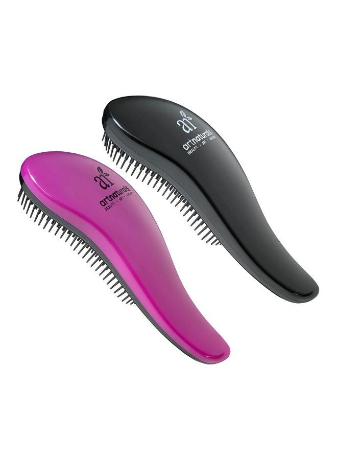 artnaturals 2-Piece Detangling Hair Brush Set Black/Pink  - Image 1