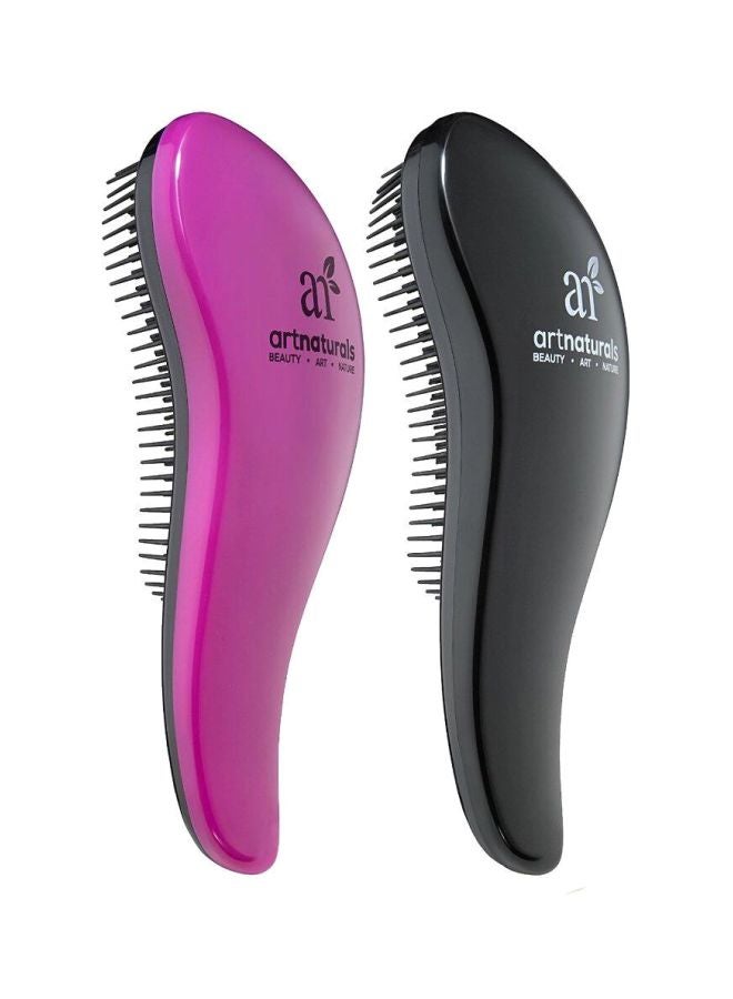 2-Piece Detangling Hair Brush Set Black/Pink - v1605620594/N28274526A_3