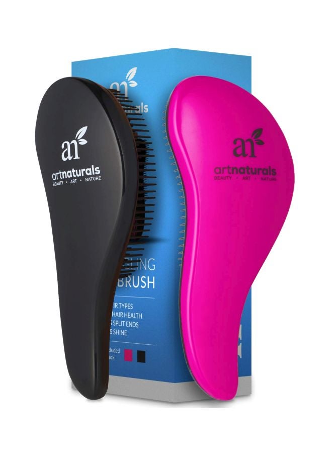 artnaturals 2-Piece Detangling Hair Brush Set Black/Pink  - Image 4