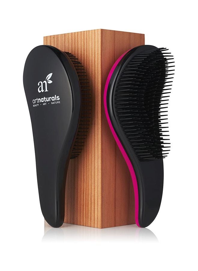 2-Piece Detangling Hair Brush Set Black/Pink - v1605620594/N28274526A_5