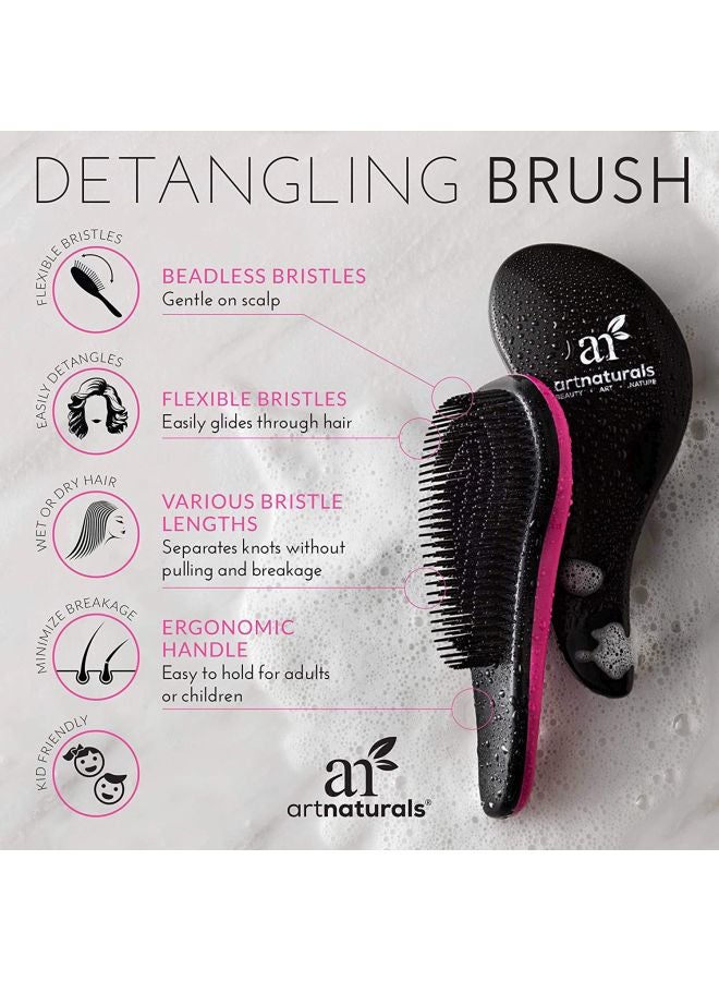 2-Piece Detangling Hair Brush Set Black/Pink - v1605620594/N28274526A_6