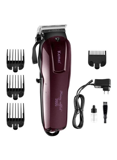 KM-2600 Rechargeable Electric Hair Clipper Red Wine 19x4.5x4.5cm