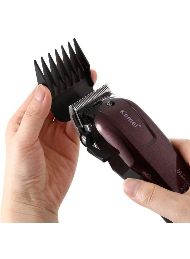 KM-2600 Rechargeable Electric Hair Clipper Red Wine 19x4.5x4.5cm