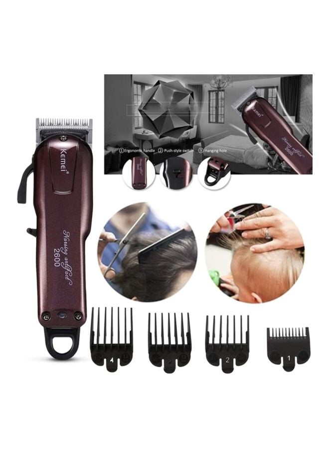 KM-2600 Rechargeable Electric Hair Clipper Red Wine 19x4.5x4.5cm
