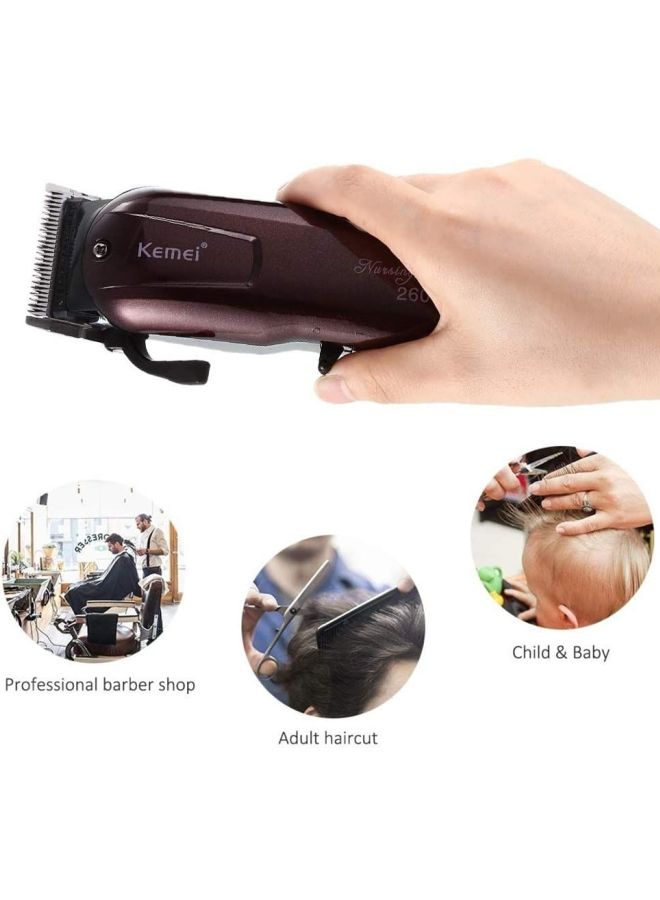 KM-2600 Rechargeable Electric Hair Clipper Red Wine 19x4.5x4.5cm