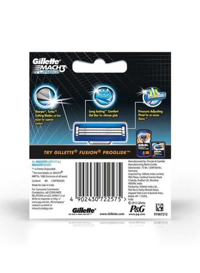 Gillette 4-Piece Mach3 Turbo Razor Blades Blue/Silver - Image 2