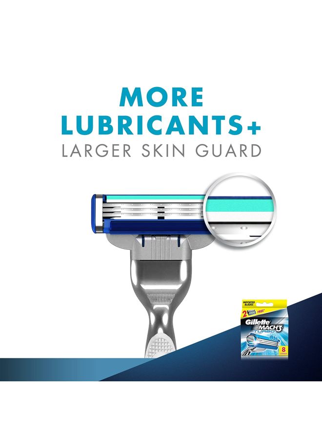 Gillette 4-Piece Mach3 Turbo Razor Blades Blue/Silver - Image 4