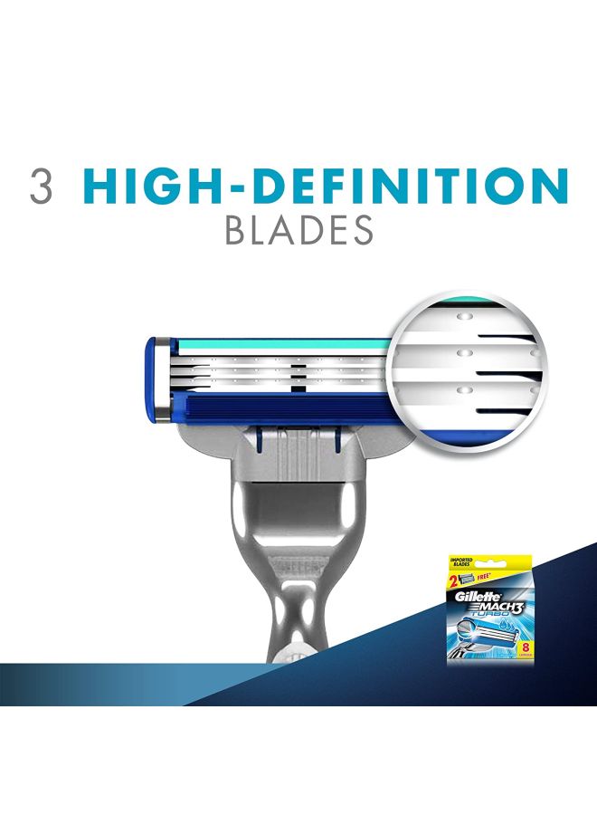 Gillette 4-Piece Mach3 Turbo Razor Blades Blue/Silver - Image 3