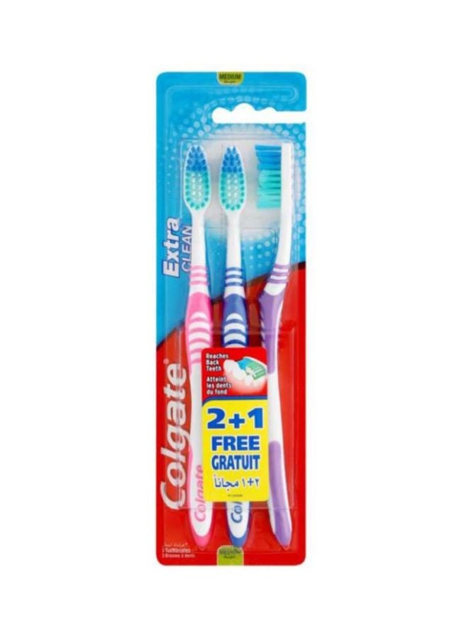 Colgate 3-Piece Extra Clean Toothbrush Multicolour 13.21x2.29x24.13cm