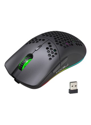 Ergonomic Design 2.4G Wireless RGB Gaming Mouse With Nano Receiver Black/Silver - v1605622434/N42378769A_1