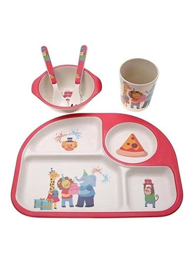 5-Piece Cartoon Animal Printed Plate Set