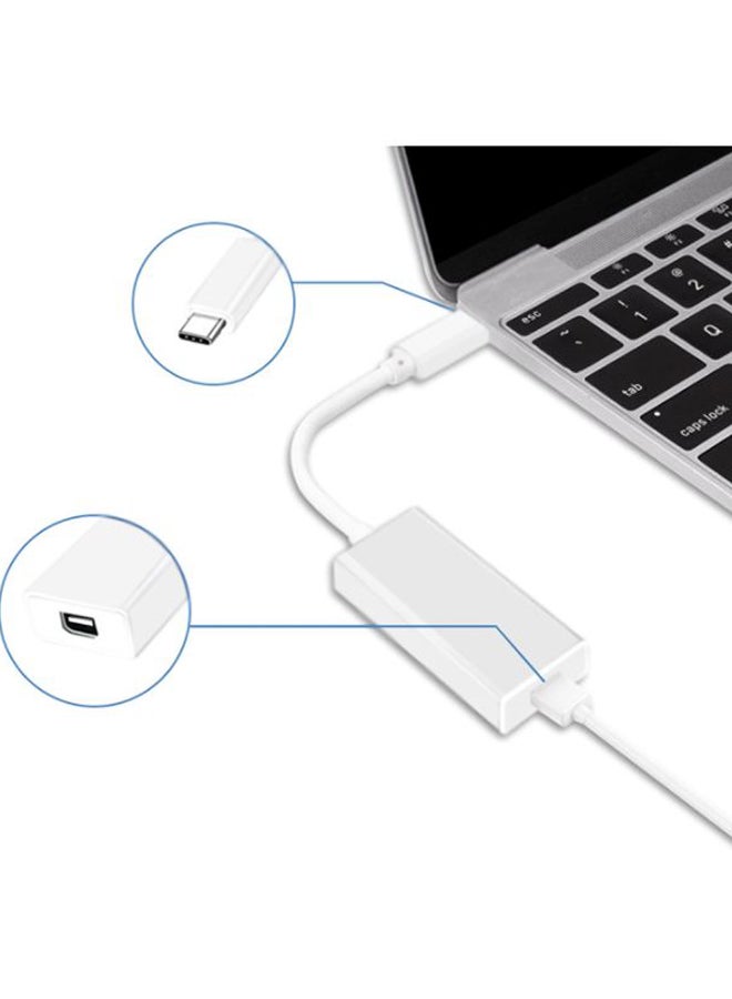Generic - 3.1 Type C To Mini Displayport DP 4K Adapter For Apple MacBook White - Image 1