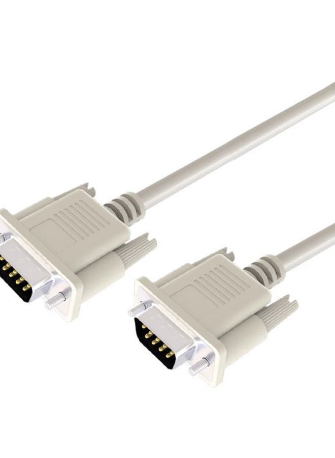 Generic - 2Pcs 1.5/3/5m RS232 DB9 9Pin Serial Male to Male COM Port Data Converter Cable white - Image 1