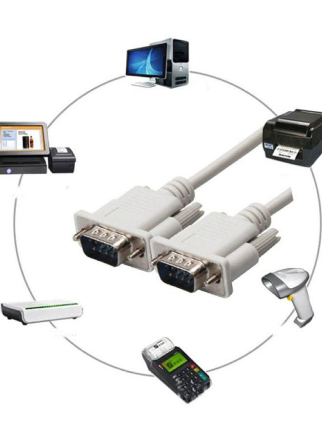 Generic - 2Pcs 1.5/3/5m RS232 DB9 9Pin Serial Male to Male COM Port Data Converter Cable white - Image 1